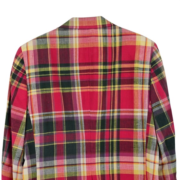 VTG Polo University Club Ralph Lauren Madras Blazer 80s Union Made Plaid Luxe - Picture 12 of 16